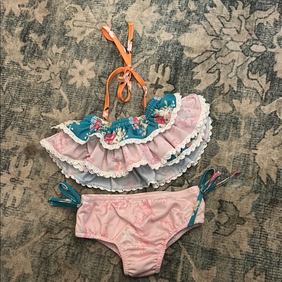 SweetHoney Other - SweetHoney Floral Ruffled Halter Two Piece Bikini